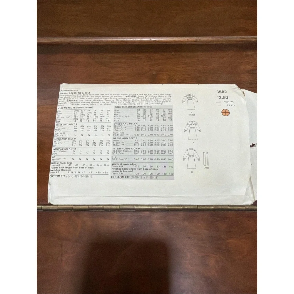 Vintage Butterick Sewing pattern 4682 Size 14, 16, 18